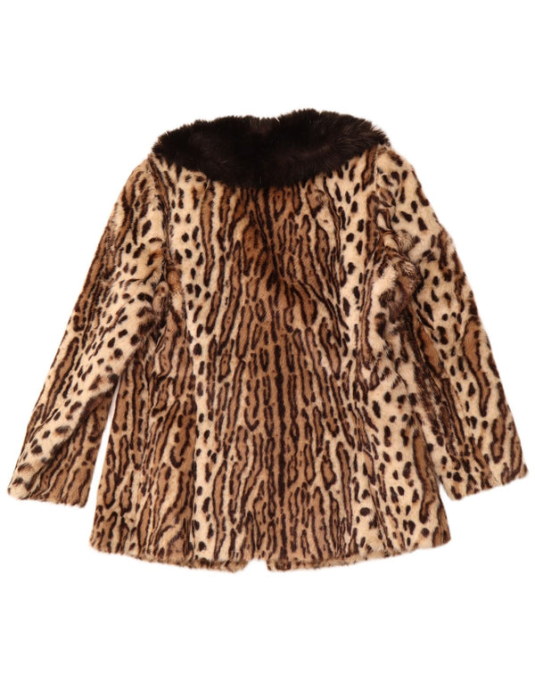 VINTAGE Chaqueta de piel sintética para mujer EU 40 Marrón medio Animal Print Modacryl