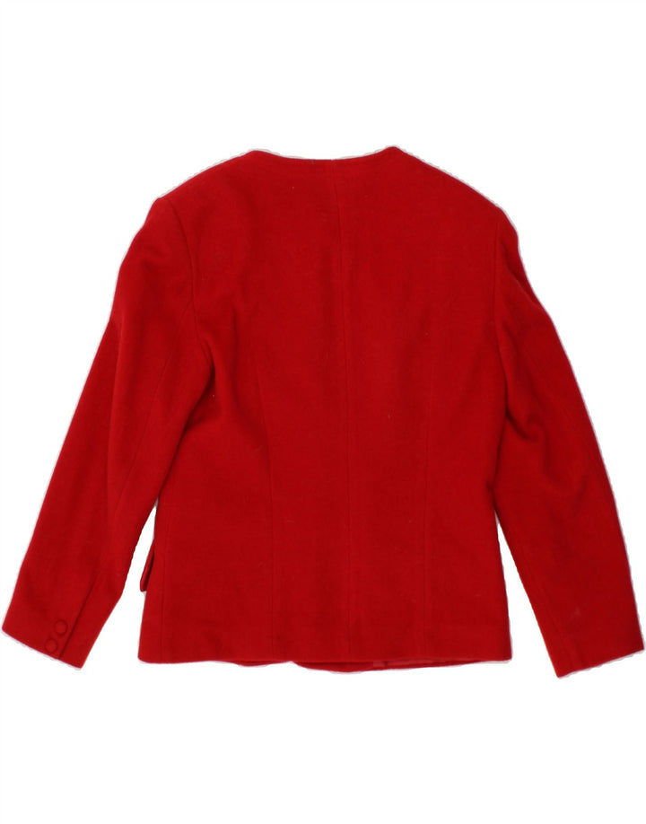 VINTAGE Chaqueta Blazer de 5 botones para mujer Reino Unido 14 Lana roja grande
