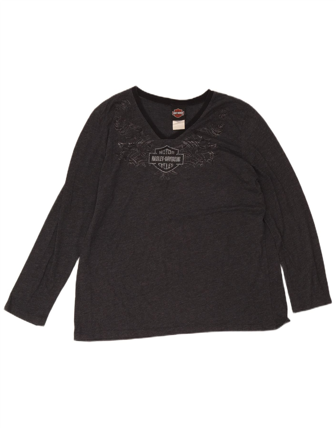 Harley Davidson Mujer Top Manga Larga UK 20 2XL Gris Algodón
