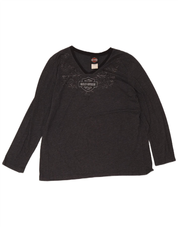 Harley Davidson Mujer Top Manga Larga UK 20 2XL Gris Algodón