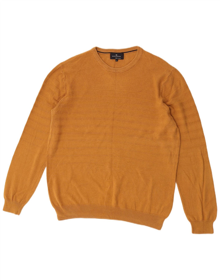 Marks & Spencer Suéter tipo jersey con cuello redondo en azul Harbor para hombre, talla grande, dorado