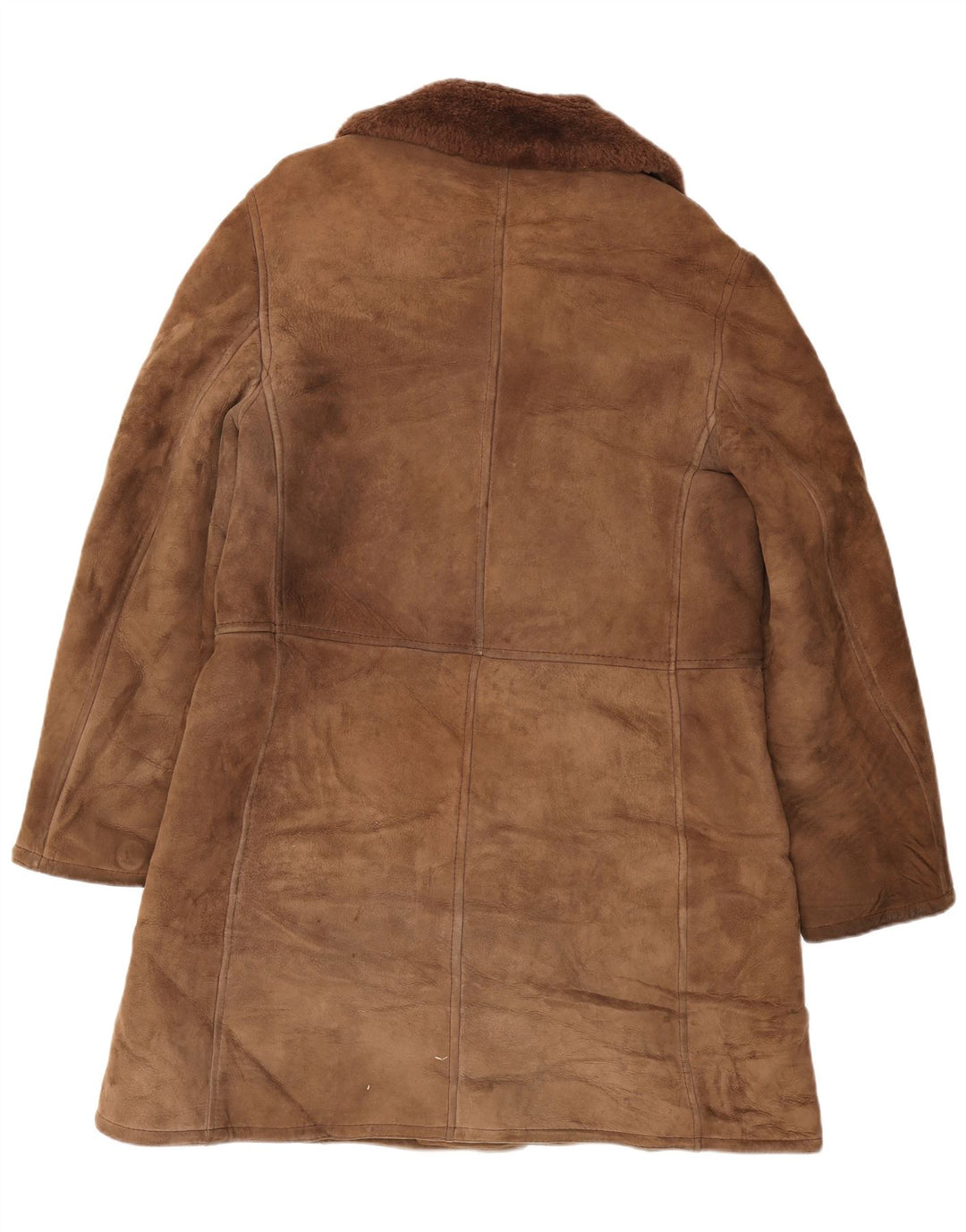 Vintage hombres shearling abrigo Reino Unido 38 marrón medio