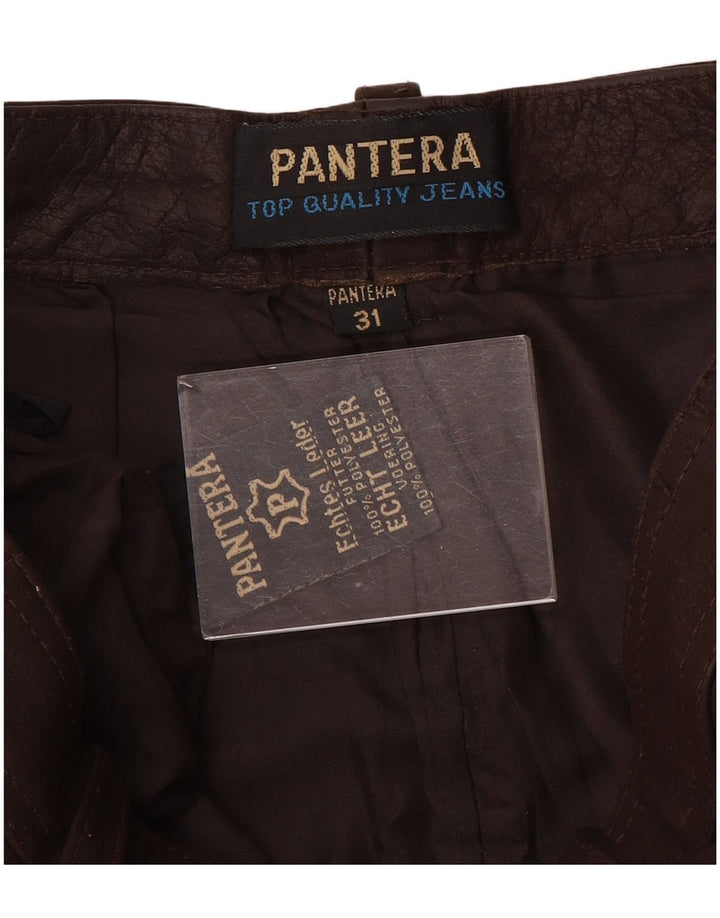 Pantera Pantalones de gamuza delgados para hombre W31 L31 Cuero marrón