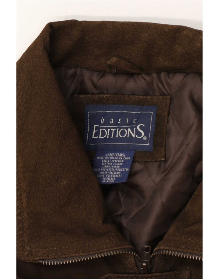 Chaqueta básica de ante para hombre UK 40 Large Brown Leather