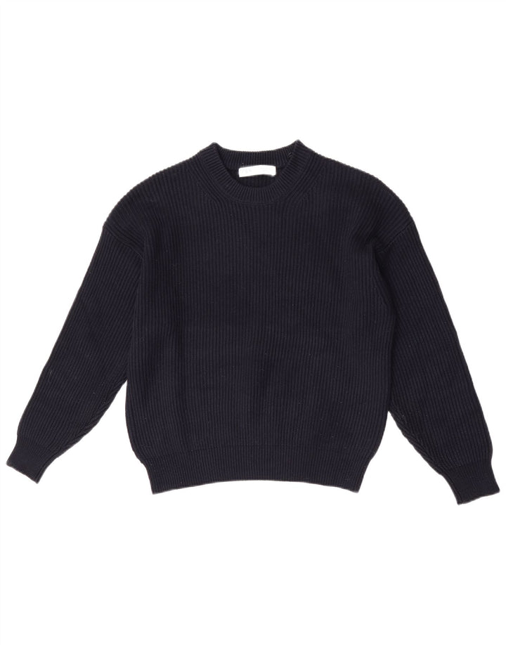 Zara Jersey extragrande con cuello redondo para mujer UK 6 XS Poliéster azul marino