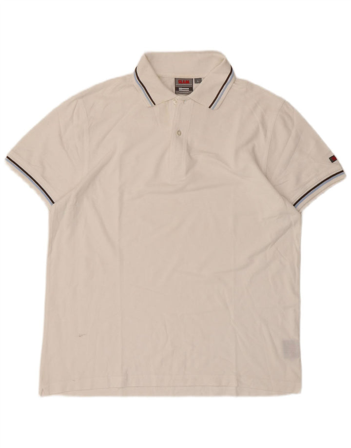 Slam Polo para hombre de algodón blanco grande