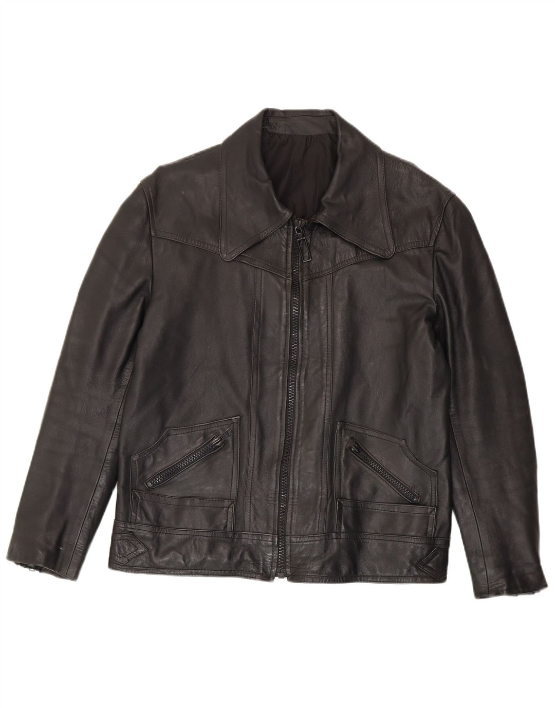 Vintage hombres chaqueta de cuero Reino Unido 38 medio negro