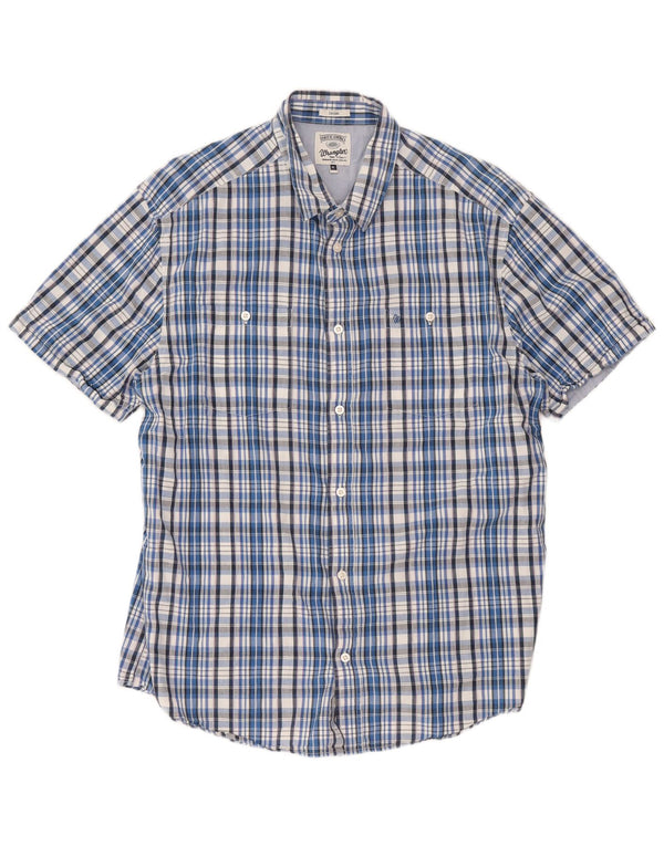 Wrangler Camisa Casual De Manga Corta Para Hombre XL Algodón A Cuadros Azul