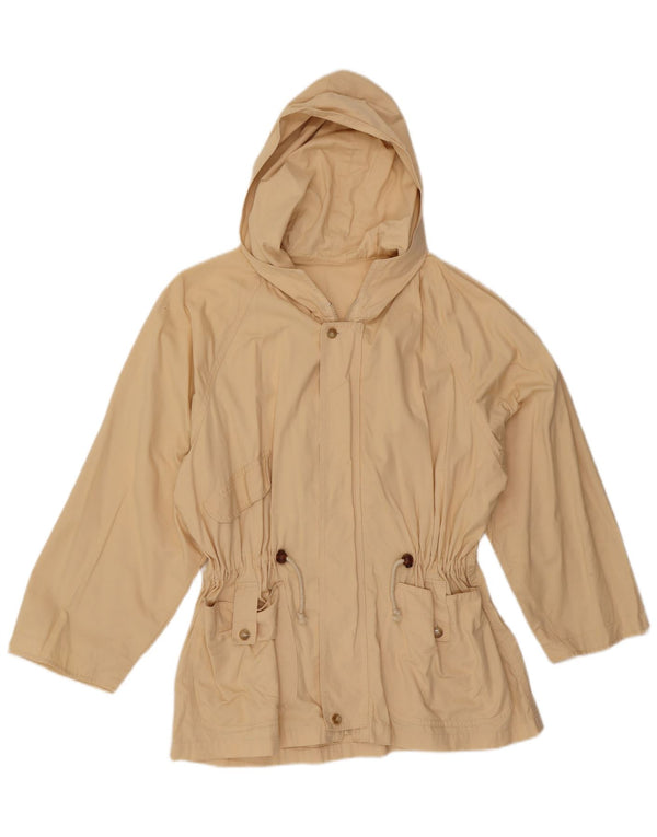 Vintage mujer con capucha chaqueta utilitaria Reino Unido 16 grande beige