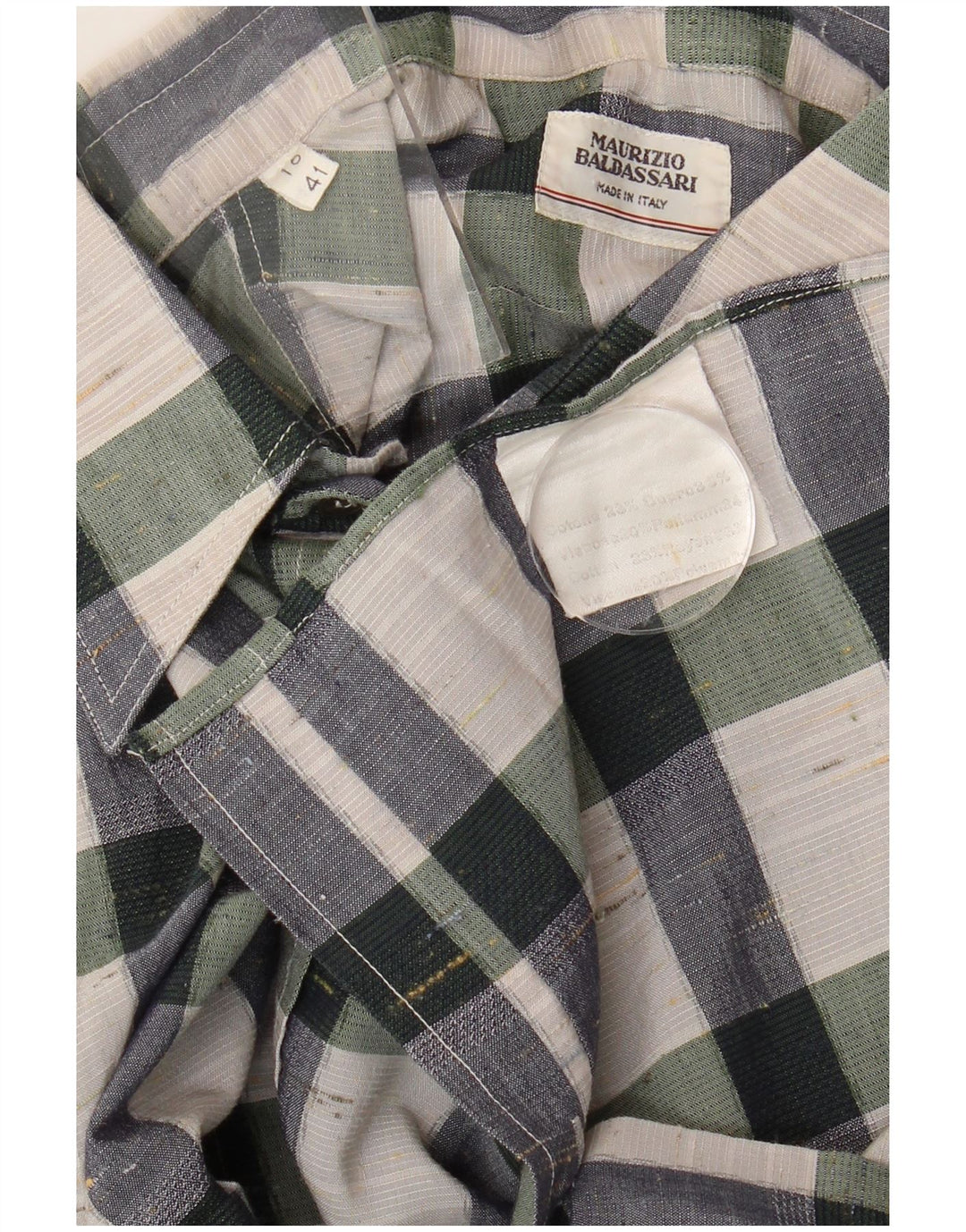 Maurizio Baldassari Camisa Hombre Talla 41 16 Grande Cuadros Multicolor Algodón