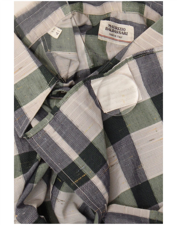Maurizio Baldassari Camisa Hombre Talla 41 16 Grande Cuadros Multicolor Algodón