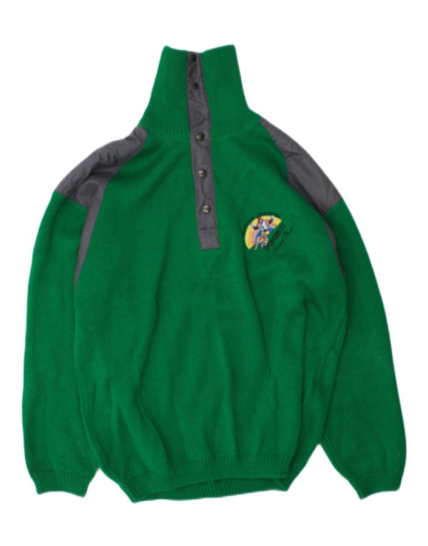 Conte of Florence Mens Button Neck Jumper Sweater XL Green