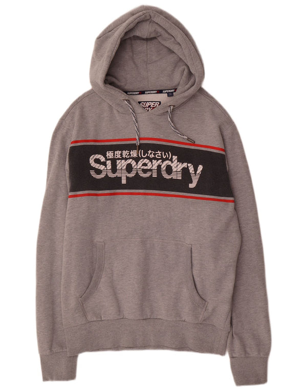 Superdry Jersey con capucha gráfica para hombre, talla 2XL, algodón gris con bloques de color