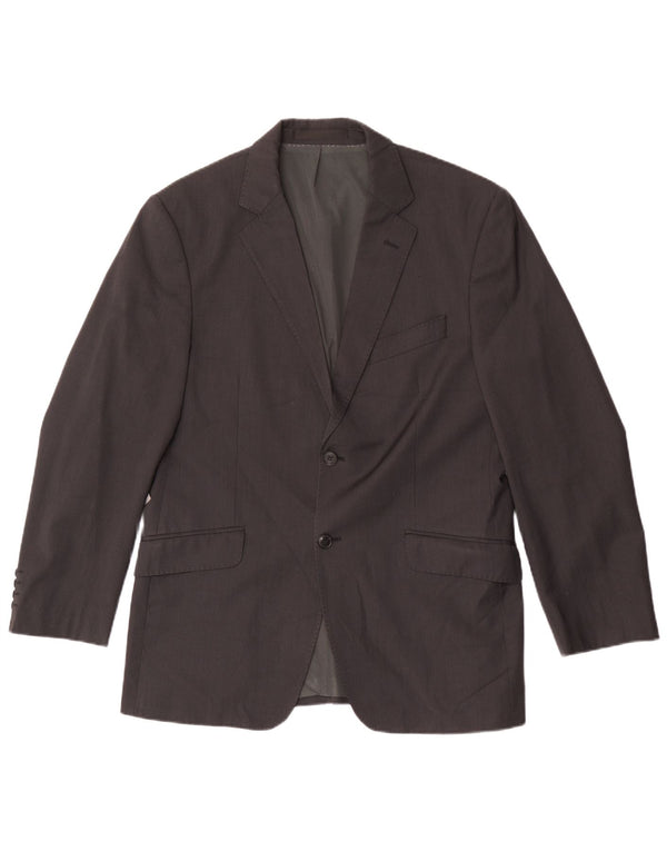 Marks & Spencer Mens 2 Button Blazer Jacket UK 40 Medium Grey Pinstripe
