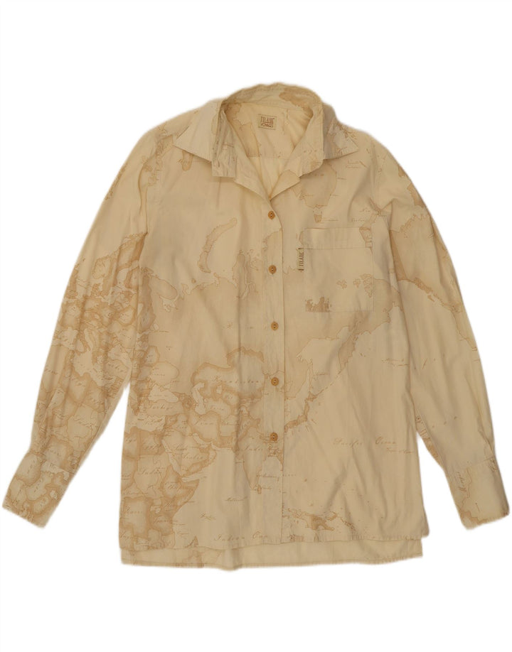 ALVIERO MARTINI Camisa Gráfica Mujer IT 42 Algodón Beige Medio