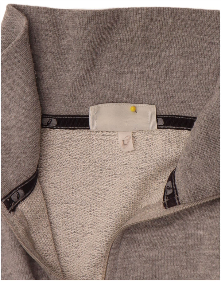 Asics Hombre Zip Neck Sudadera Jumper Grande Gris