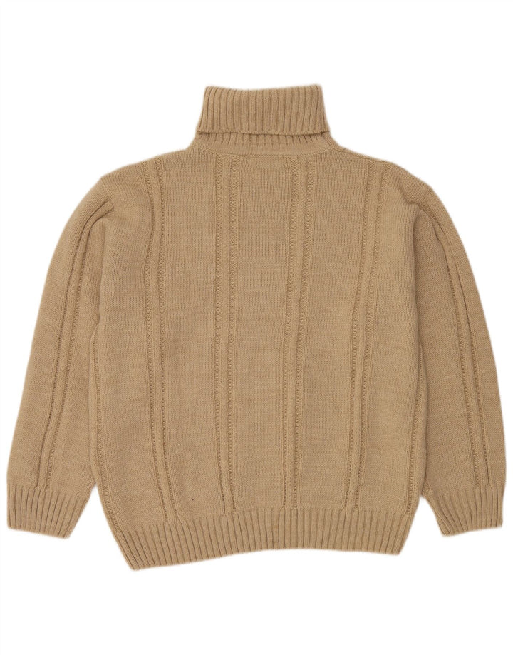 VINTAGE Hombres Roll Neck Jumper Suéter IT 52 Grande Beige Poliacrílico