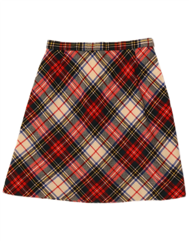 Vintage mujer A-Line falda W24 XS cuadros multicolores