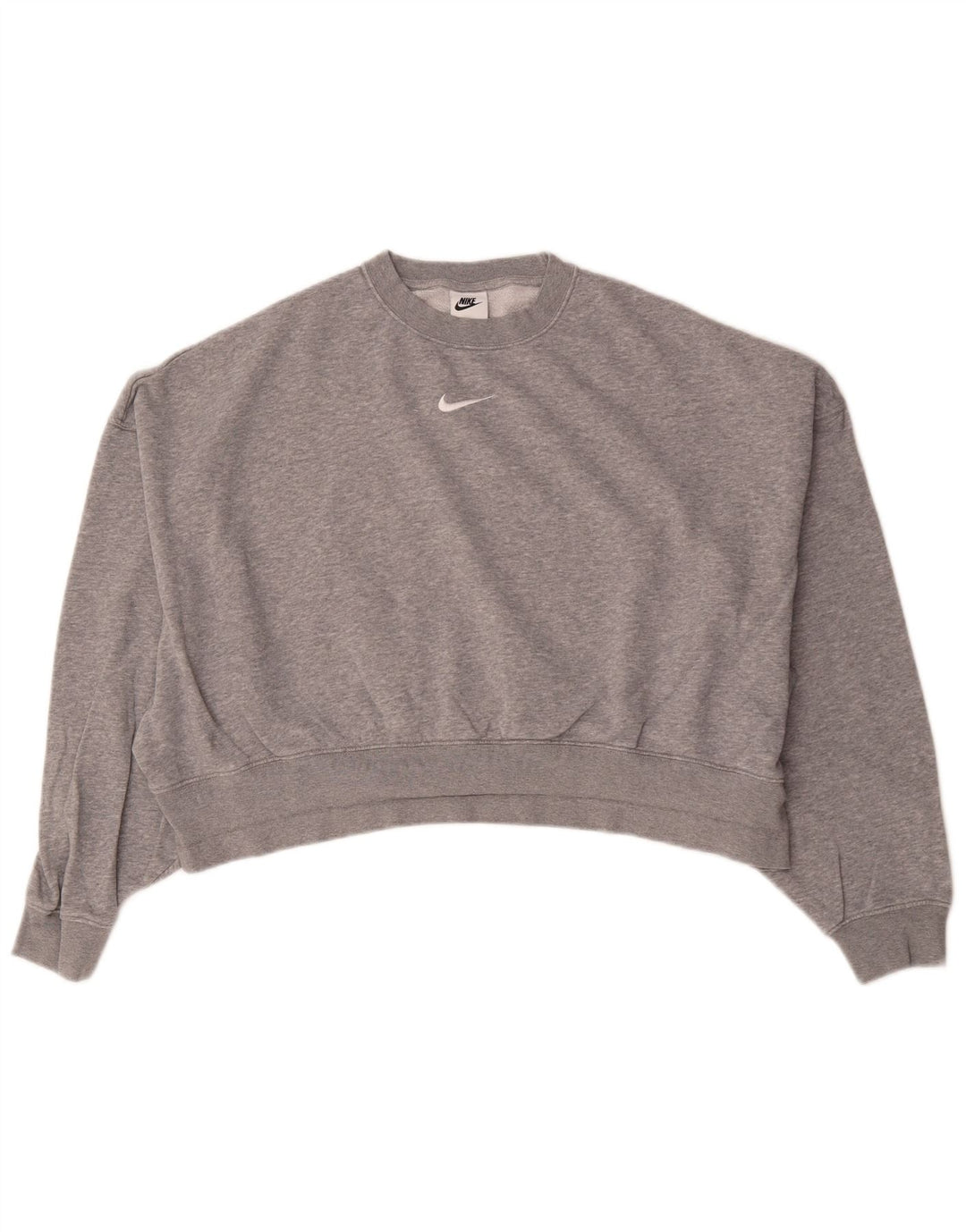 Nike Mujer Crop Oversize Sudadera Jumper UK 10 Pequeño Gris Moteado