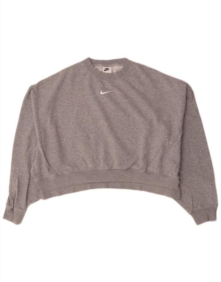 Nike Mujer Crop Oversize Sudadera Jumper UK 10 Pequeño Gris Moteado