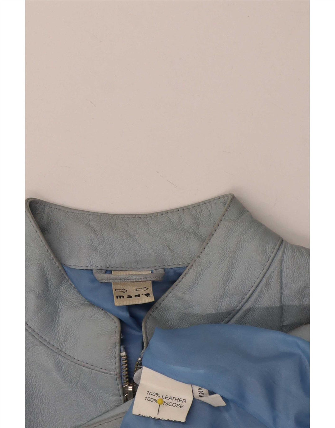 Vintage mujer chaqueta de cuero Reino Unido 14 cuero azul medio