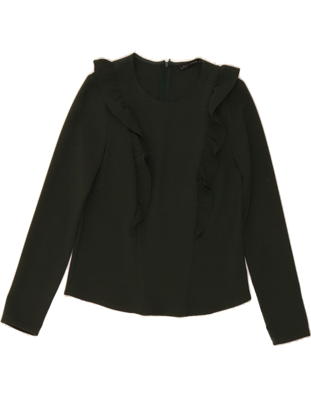 ZARA Womens Long Sleeve Blouse Top UK 10 Small Green Vintage Zara and Second-Hand Zara from Messina Hembry 