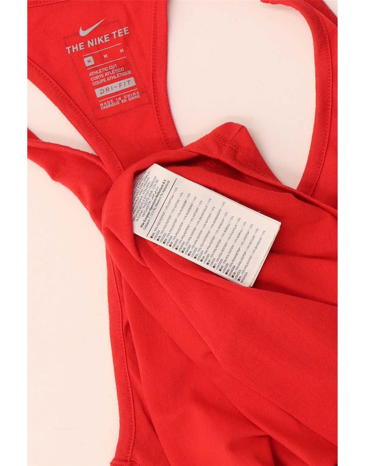 Nike Mujer Dri Fit Chaleco Top UK 12 Medio Rojo Poliéster