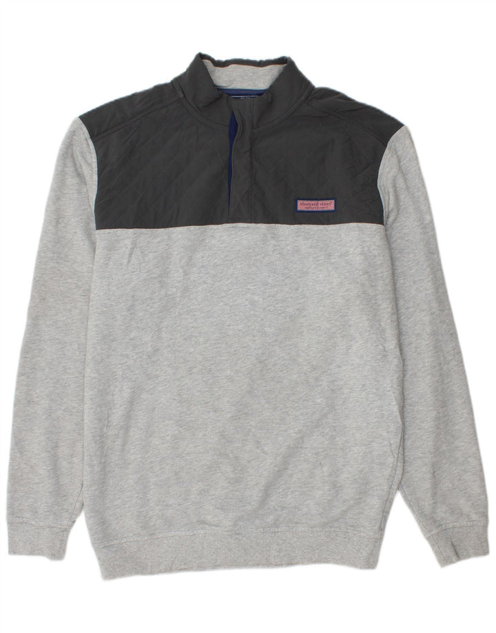 VINEYARD VINES Sudadera holgada para hombre con diseño color block en gris medio