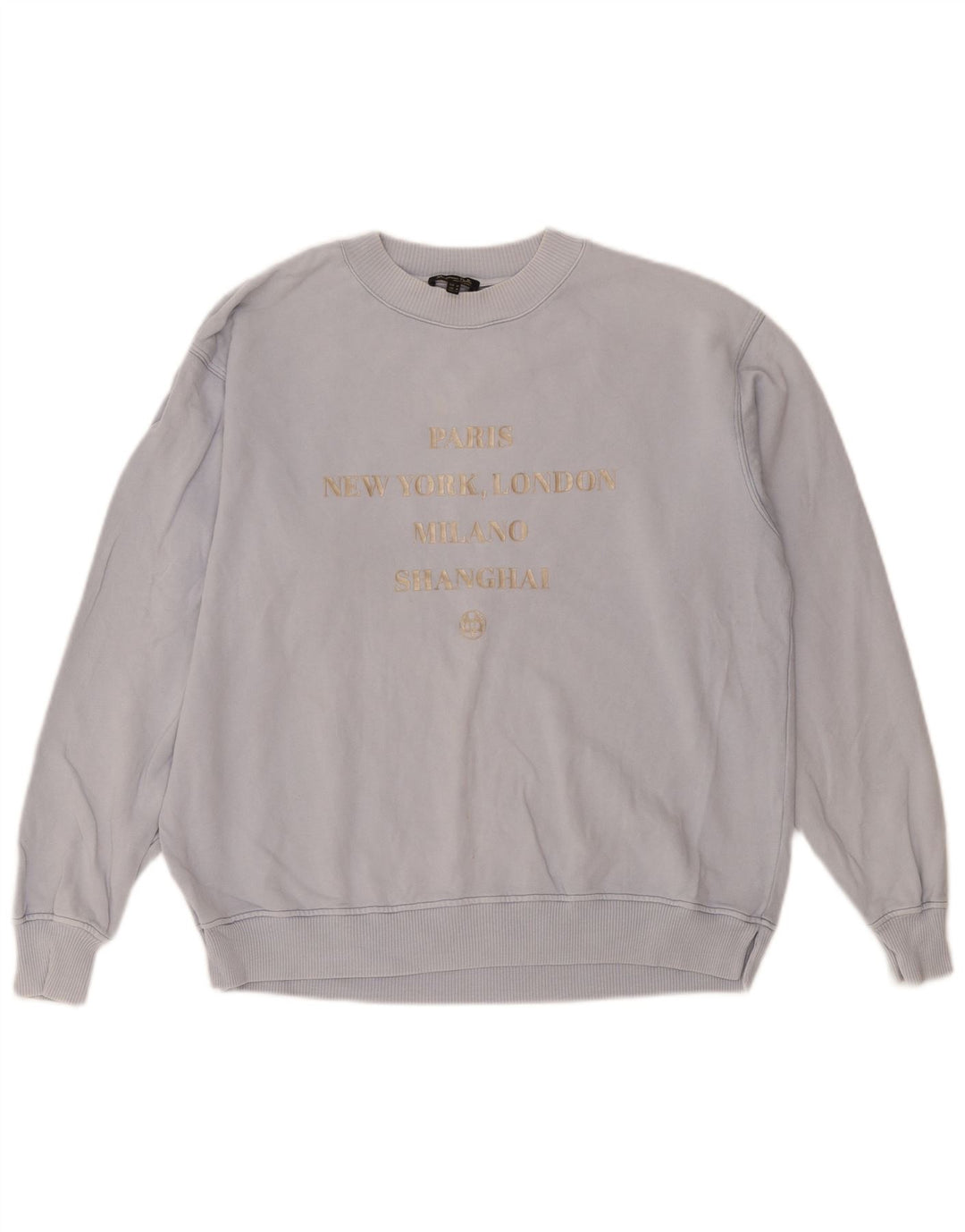 Massimo Dutti Mujer Gráfico Sudadera Oversize Jersey UK 44 Azul Medio