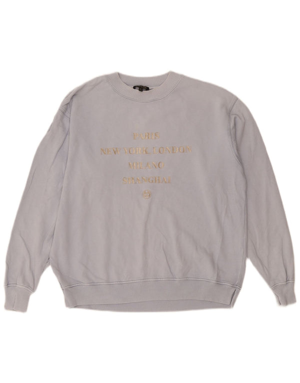 Massimo Dutti Mujer Gráfico Sudadera Oversize Jersey UK 44 Azul Medio