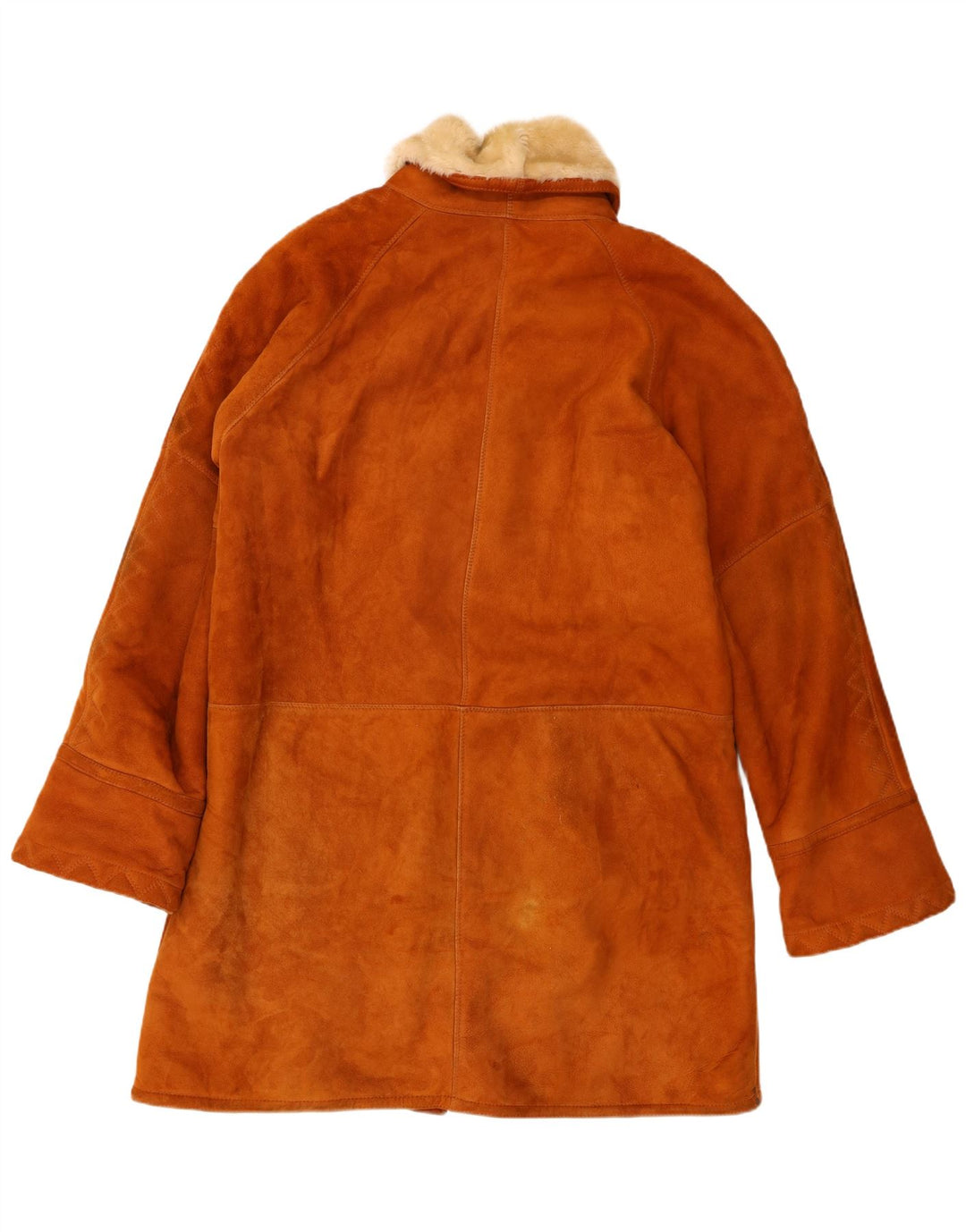 Vintage mujer suelta ajuste shearling abrigo IT 48 XL cuero marrón