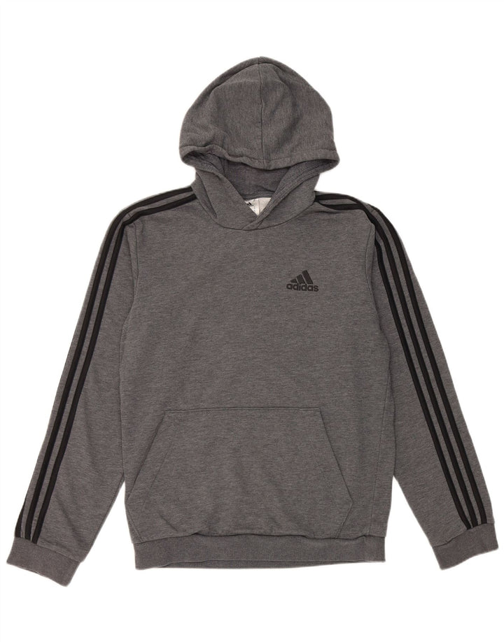 Adidas Hombre Sudadera Con Capucha Jumper Pequeño Gris Algodón