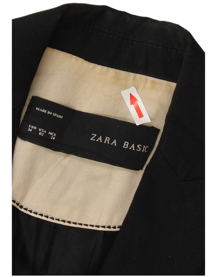 Zara Mujer Chaqueta Blazer De 1 Botón EU 34 2XS Acetato Negro