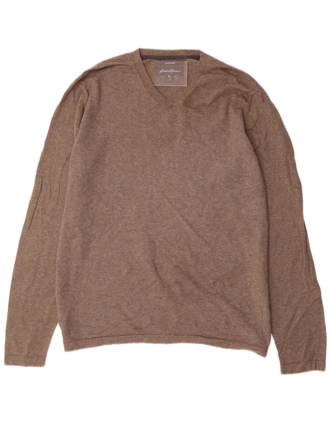 EDDIE BAUER Jersey con cuello en V para hombre, talla grande, algodón gris