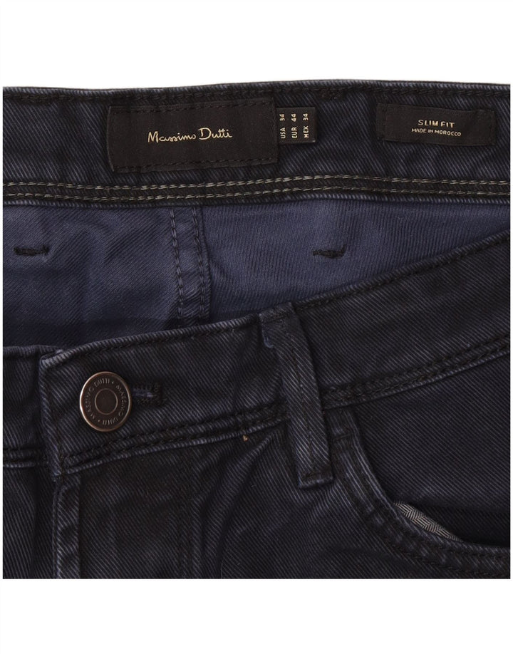 Massimo Dutti Vaqueros Slim para Hombre EU 44 Large W34 L30 Azul Marino
