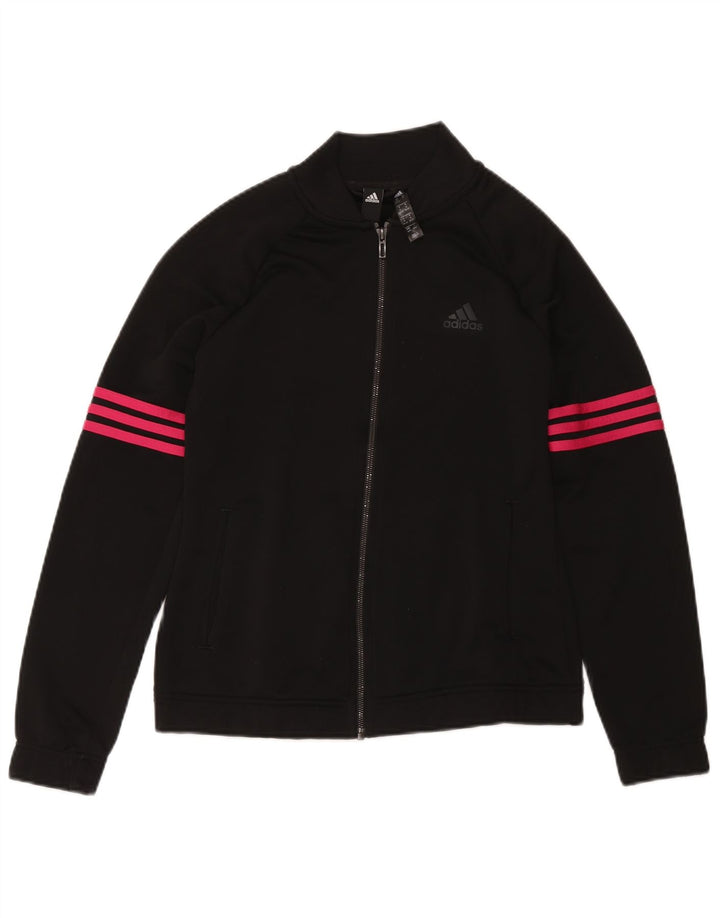 Adidas Mujer Chándal Top Chaqueta UK 12/14 Mediano Negro Poliéster
