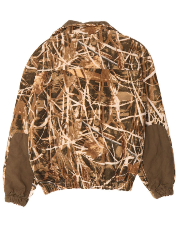 Vintage hombres chaqueta de lana Reino Unido 36 pequeño caqui camuflaje poliéster