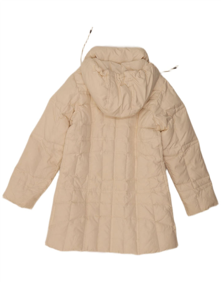 Abrigo acolchado con capucha vintage para mujer IT 44 Poliéster medio blanquecino