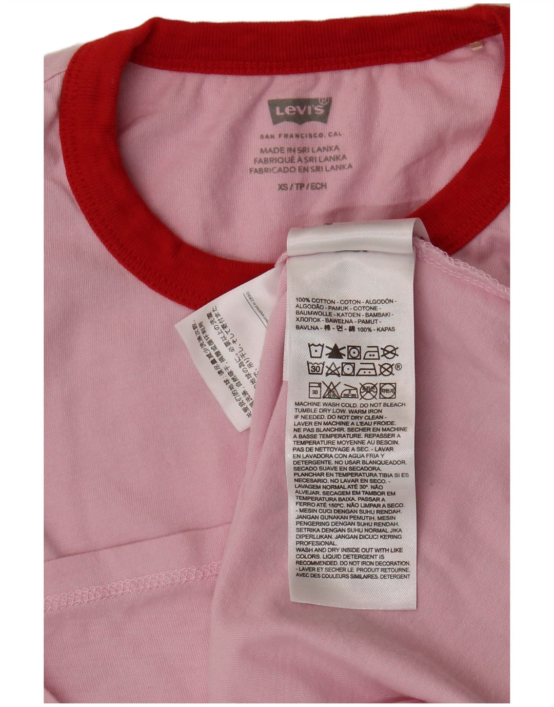 LEVI'S Camiseta gráfica extragrande para mujer UK 6 XS Algodón rosa