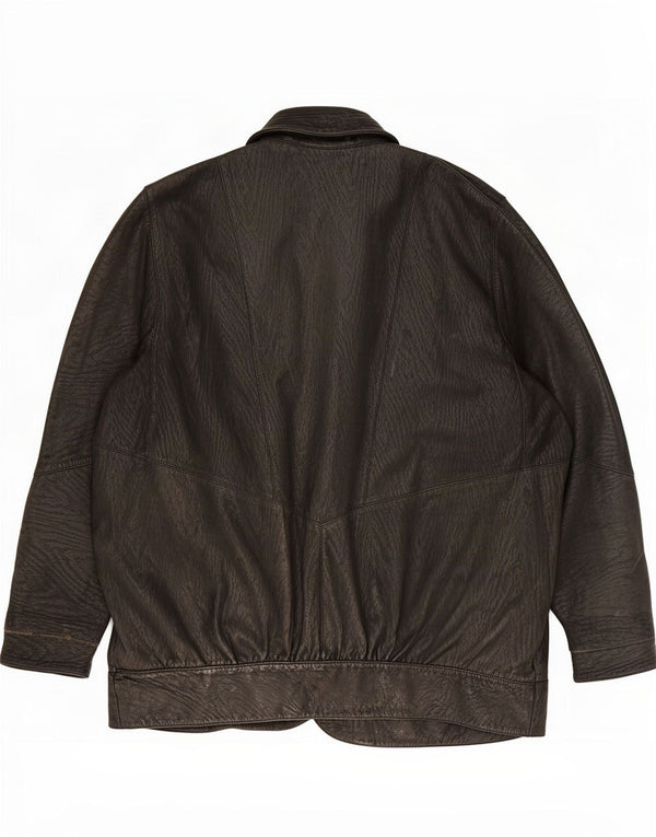 Vintage mujer chaqueta de cuero Reino Unido 18 XL negro