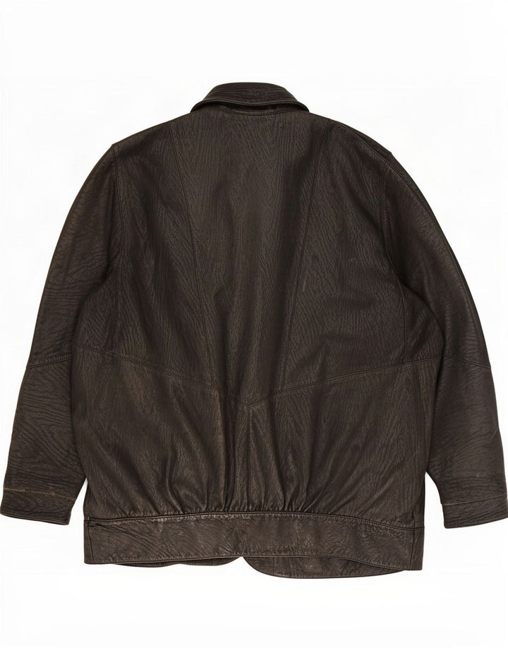 Vintage mujer chaqueta de cuero Reino Unido 18 XL negro