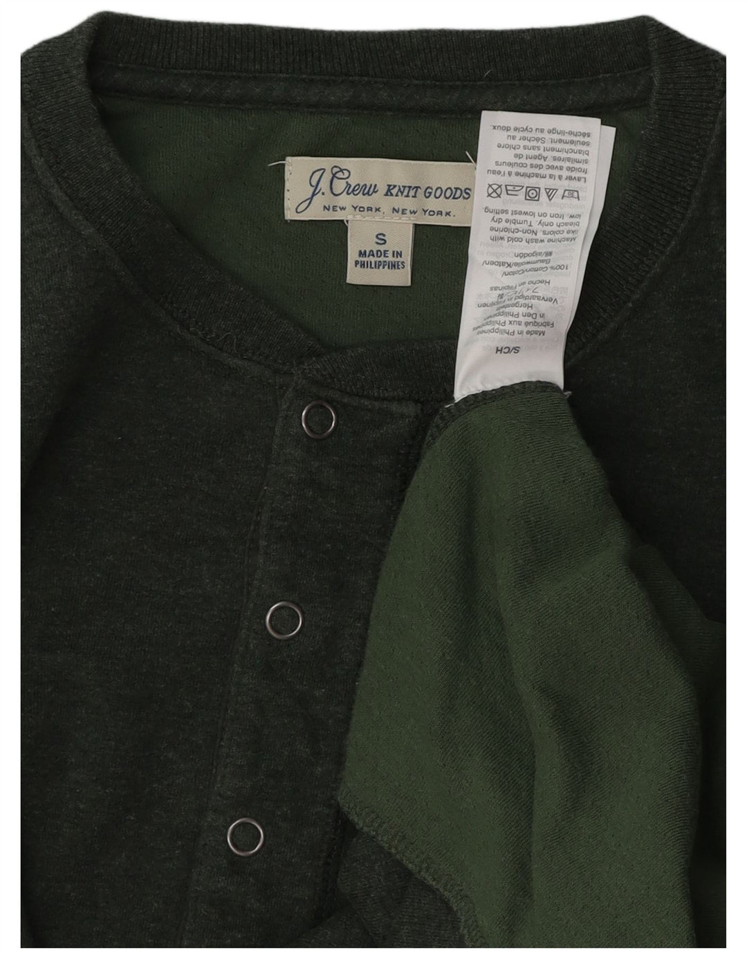 J. CREW Camiseta de manga larga para hombre de algodón verde pequeño