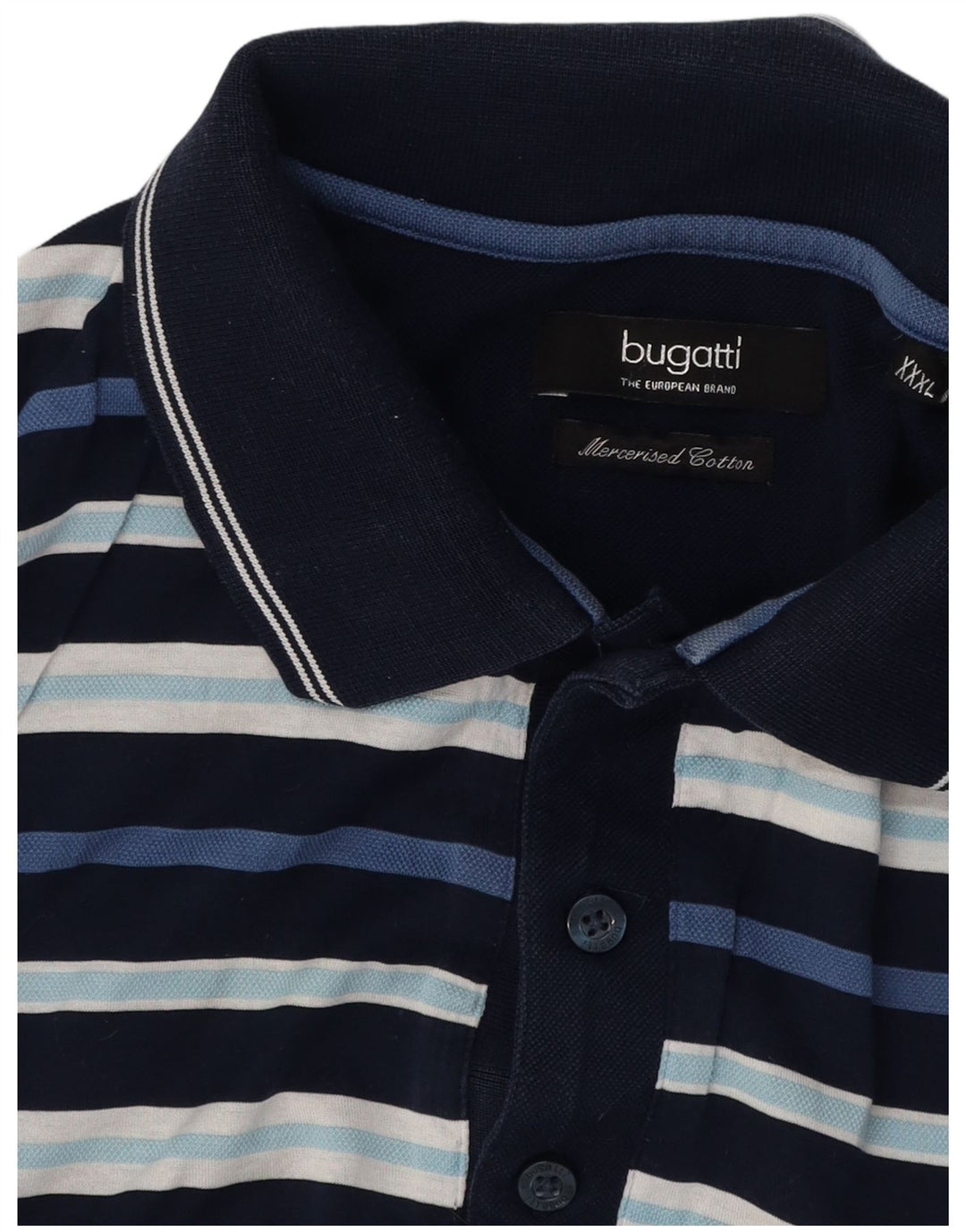 BUGATTI Polo Hombre 3XL Algodón Rayas Azul Marino