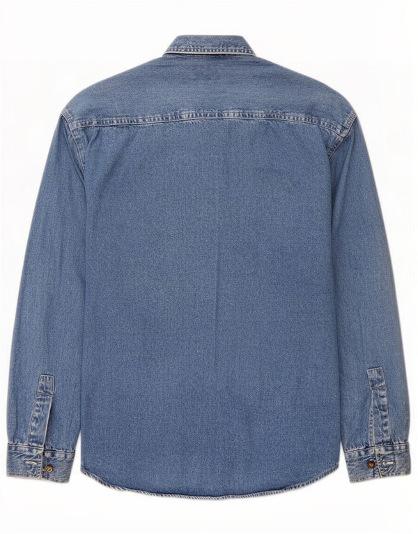 Camisa vaquera vintage de corte regular para hombre, algodón azul pequeño