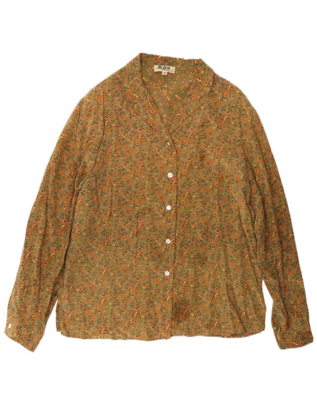 Blusa tipo camisa para mujer con globos EU 38 Seda floral caqui mediana