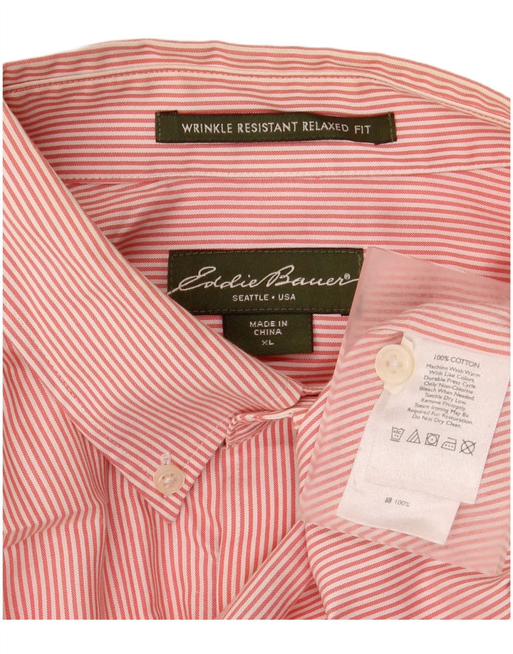 Eddie Bauer Camisa de ajuste relajado para hombre XL Algodón a rayas rosa