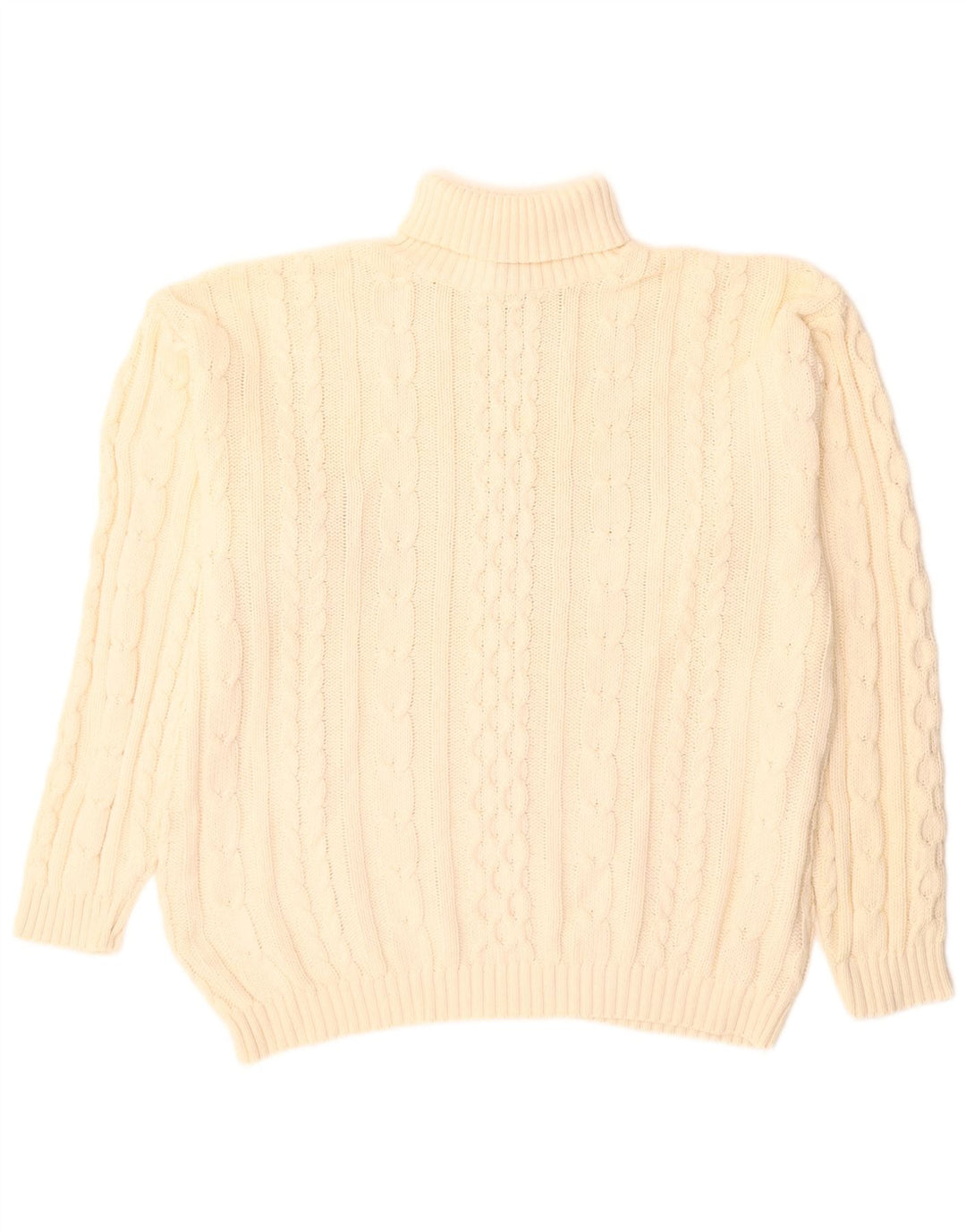 Vintage hombres rollo cuello jersey suéter grande beige