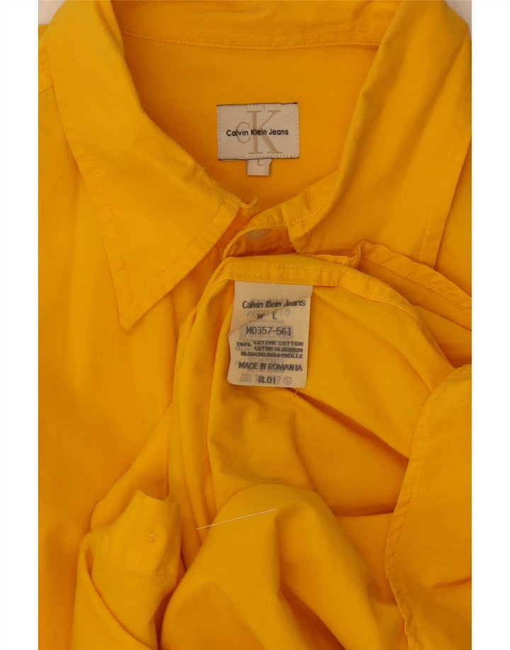 Camisa Calvin Klein Jeans Hombre Grande Algodón Amarillo
