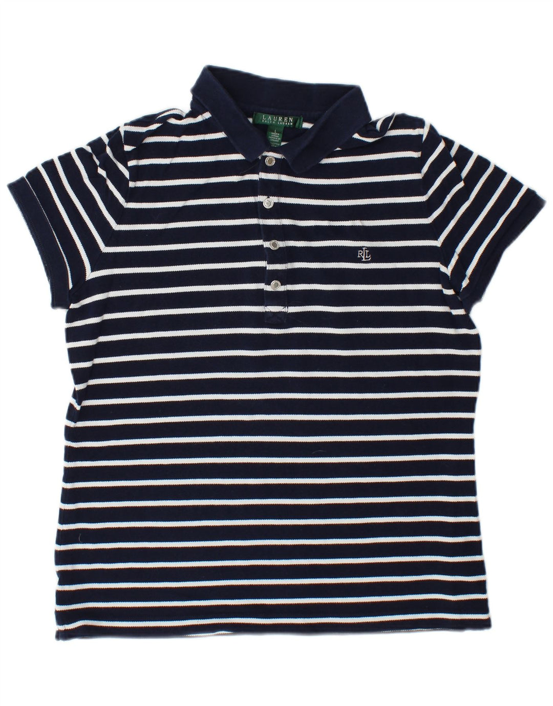 RALPH LAUREN Polo para mujer Reino Unido 40 Grande Algodón a rayas azul marino