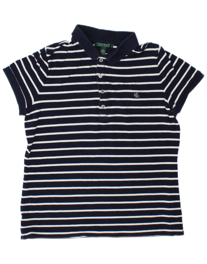 RALPH LAUREN Polo para mujer Reino Unido 40 Grande Algodón a rayas azul marino